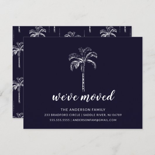 Palm Tree Moving Faire-part moderne (Devant / Derrière)