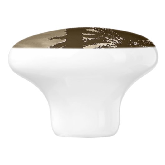 PALM TREE NEUTRAL CABINET KNOB KERAMISCHE KNOP (Zijkant)
