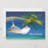 Palm Tree, Ocean & Hammock Je bent uitgenodigd Kaart (Voorkant)