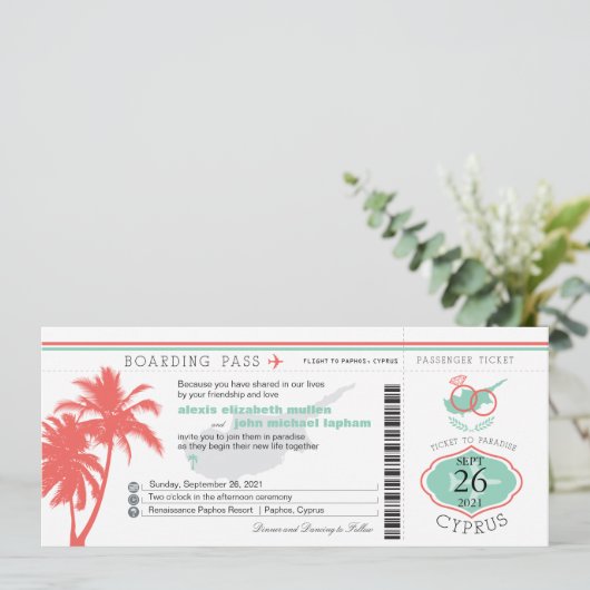 Palm Tree Pass to Cyprus Weddenschap Kaart (Staand voorkant)