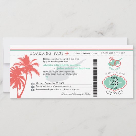 Palm Tree Pass to Cyprus Weddenschap Kaart (Voorkant)