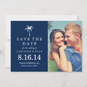 Palm Tree Photo Wedding Save the Date {navy blue} (Devant)