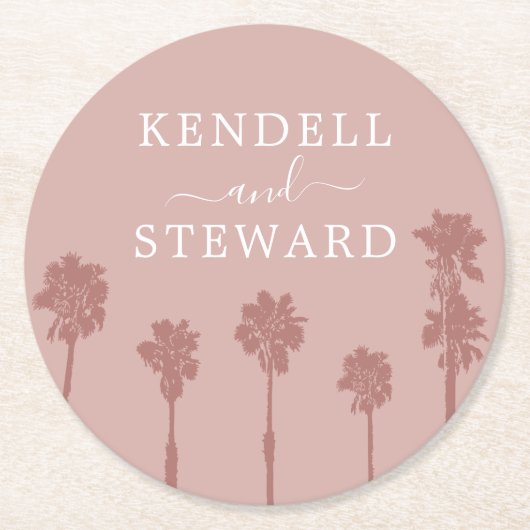 Palm Tree Romance Trouwsuite Papier Onderzetter (Voorkant)