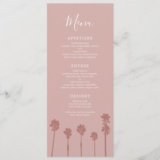 Palm Tree Romance Wedding Suite Menu (Voorkant)