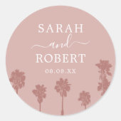 Palm Tree Romance Wedding Suite Ronde Sticker (Voorkant)