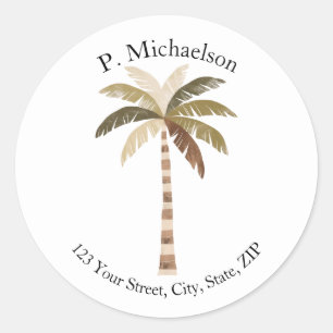Palm Tree ronde adreslabel Sticker