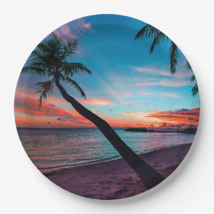 Palm Tree Sandy Beach Tropical Paradise Island Papieren Bordje