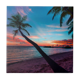 Palm Tree Sandy Beach Tropical Paradise Island Tegeltje