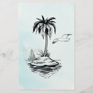 Palm Tree & Seagull op aantekeningen Briefpapier