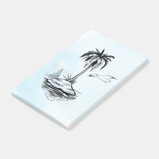 Palm Tree & Seagull sur Post-it notes (Incliné)
