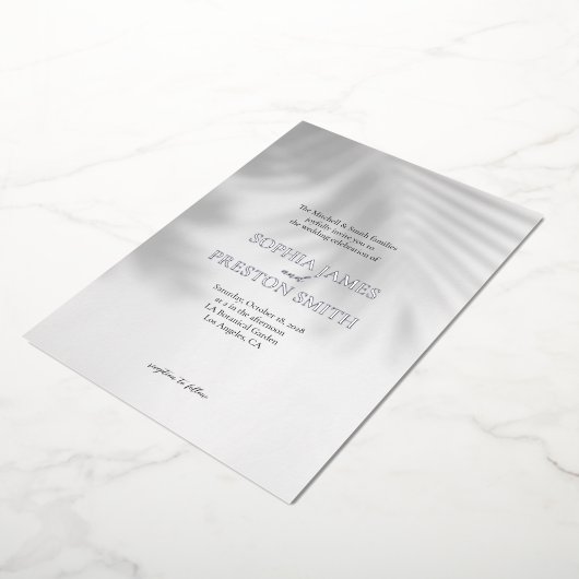 Palm Tree Shadow Mariage moderne Invitation avec h (Rotation)