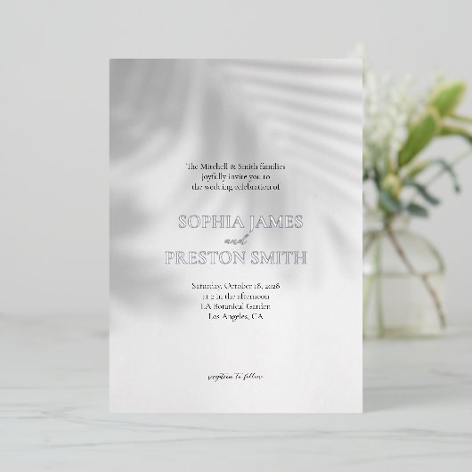Palm Tree Shadow Mariage moderne Invitation avec h (Debout devant)