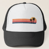 Palm Tree Shirt - Retro stijl Tropical Beach Trucker Pet (Voorkant)