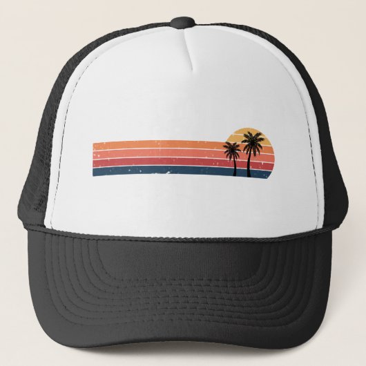 Palm Tree Shirt - Retro stijl Tropical Beach Trucker Pet (Voorkant)