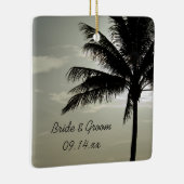 Palm Tree Silhouette Beach Weddenschap Square Keramisch Ornament (Rechts)