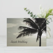 Palm Tree Silhouette Beach Wedding Kaart (Staand voorkant)