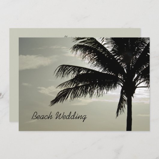 Palm Tree Silhouette Beach Wedding Kaart (Voorkant / Achterkant)