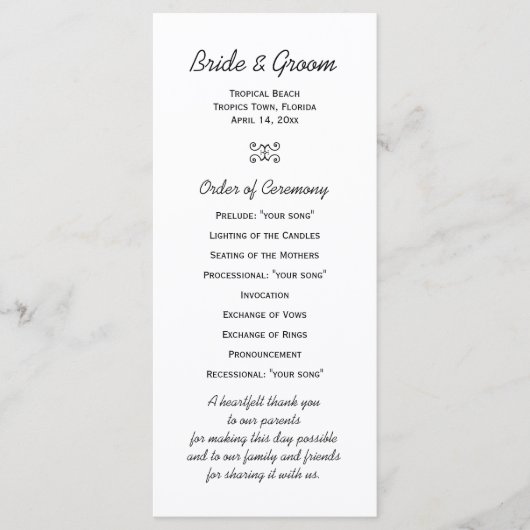 Palm Tree Silhouette Beach Wedding Programme (Devant)