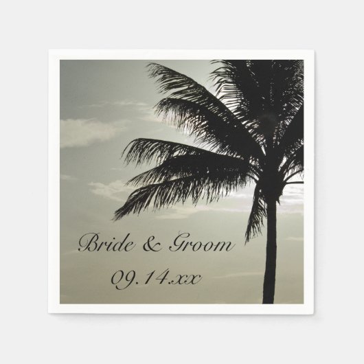 Palm Tree Silhouette Beach Wedding Servetten (Voorkant)
