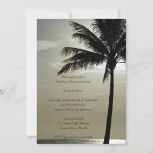 Palm Tree Silhouette Beach Wedding Shower Kaart
