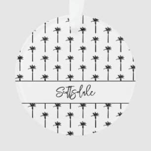 Palm Tree Silhouette Emplacement Motif Coastal Chi