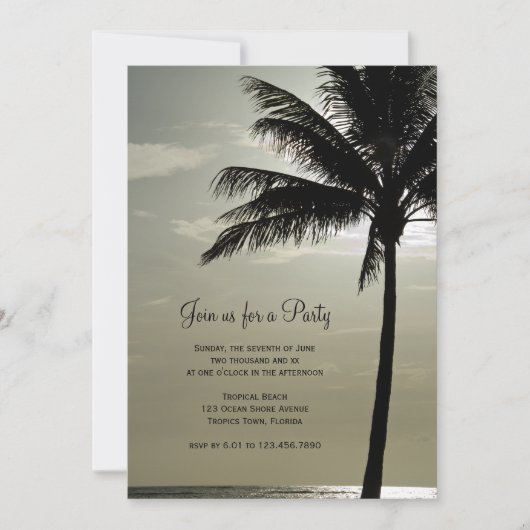 Palm Tree Silhouette General Party Invitation Kaart (Voorkant)