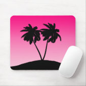 Palm Tree Silhouette op Dawn Pink Muismat (Met muis)