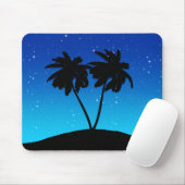 Palm Tree Silhouette op Evening Blue met sterren Muismat (Met muis)