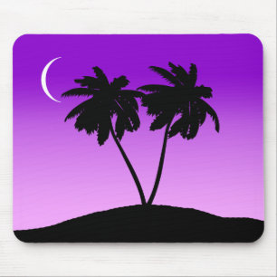 Palm Tree Silhouette op Twilight Paars Muismat