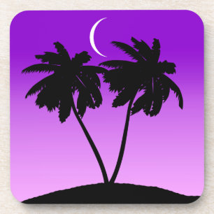 Palm Tree Silhouette op Twilight Paars Onderzetter