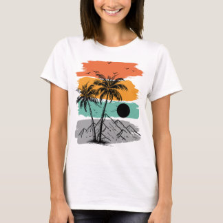 Palm tree silhouette summer t-shirt