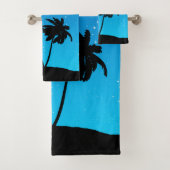 Palm Tree Silhouette tegen Evening Blue Bath Tow Bad Handdoek (Insitu)