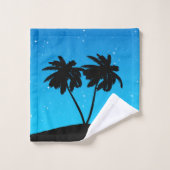 Palm Tree Silhouette tegen Evening Blue Bath Tow Bad Handdoek (Wasdoekje)