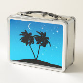 Palm Tree Silhouette tegen Evening Blue met Sta (Achterkant)