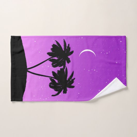 Palm Tree Silhouette tegen Paars schemerlicht Bad Handdoek (Handdoek)