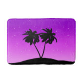 Palm Tree Silhouette tegen Paars schemerlicht Badmat (Voorkant)