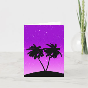 Palm Tree Silhouette tegen Paars schemerlicht Kaart