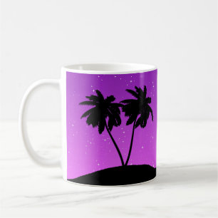 Palm Tree Silhouette tegen Paars schemerlicht Koffiemok