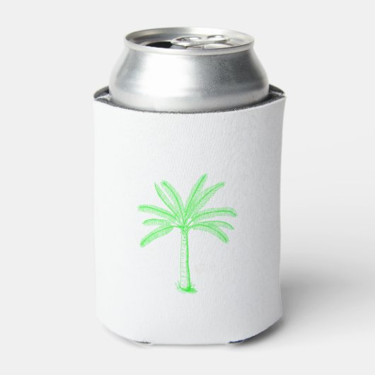 Palm Tree Sketch Green Blikjeskoeler (Blikje Voorkant)