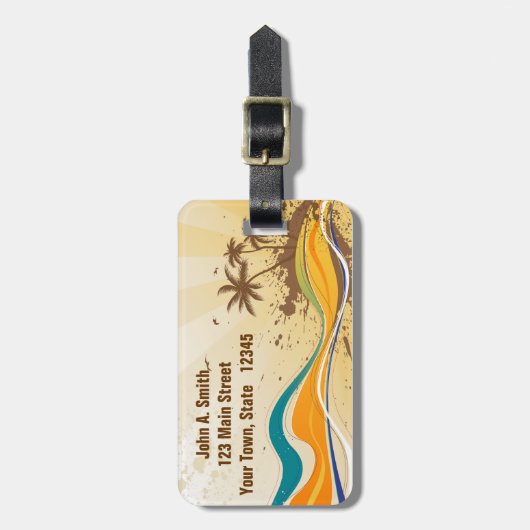 Palm Tree Splash Bagagelabel (Voorkant verticaal)