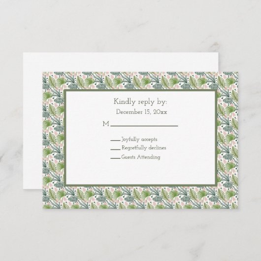 Palm Tree springt tropisch huwelijk uit RSVP Kaartje (Voorkant / Achterkant)