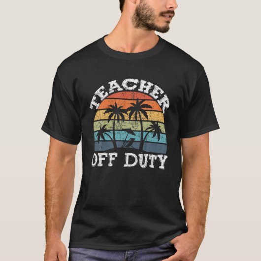  Palm Tree Summer Teacher Off Duty T Shirt (Voorkant)