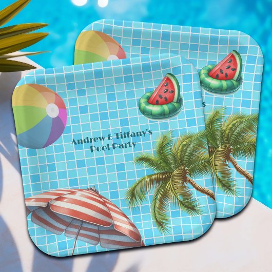 Palm Tree Sun Paraplu Beach Ball Pool Party Papieren Bordje