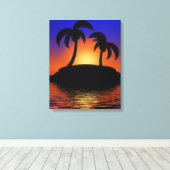 Palm Tree Sunrise Canvas Afdruk (Insitu (Houten vloer))