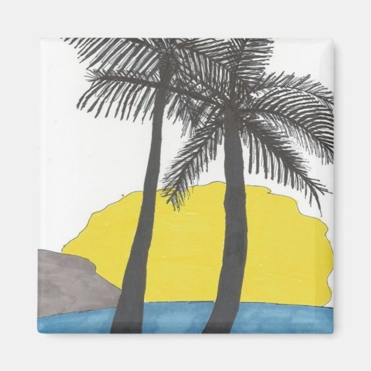 Palm Tree Sunrise Magneet (Voorkant)