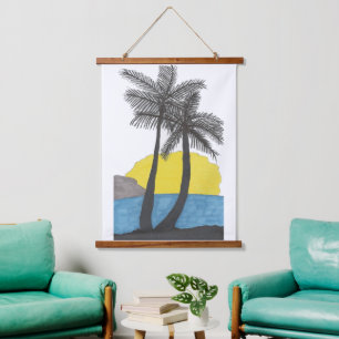 Palm Tree Sunrise Silhouette Hangend Wandkleed