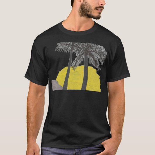 Palm Tree Sunrise Silhouette Mens Tshirt (Devant)