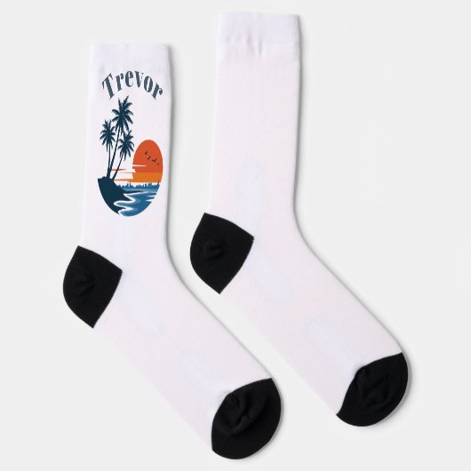Palm Tree Sunset Beach Crew Socks Sokken (Rechts)