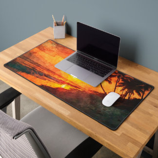 Palm Tree Sunset Beach Desk Mat