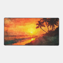 Palm Tree Sunset Beach Desk Mat